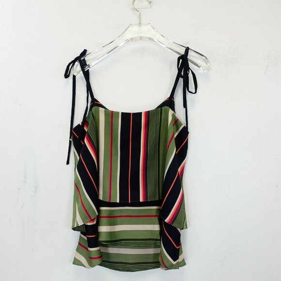 Cami Tank Top Womens SMALL Green Stripe Layered Strappy Vacation BANANA REPUBLIC - Picture 3 of 11